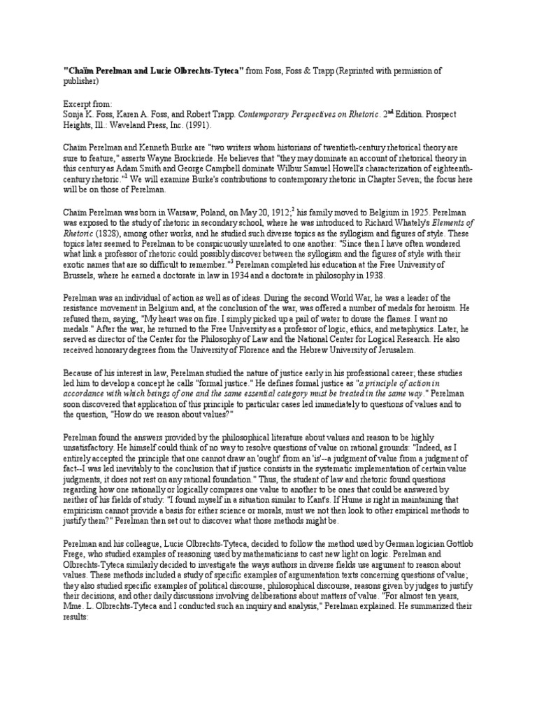 Perelman's New Rhetoric Explained | PDF