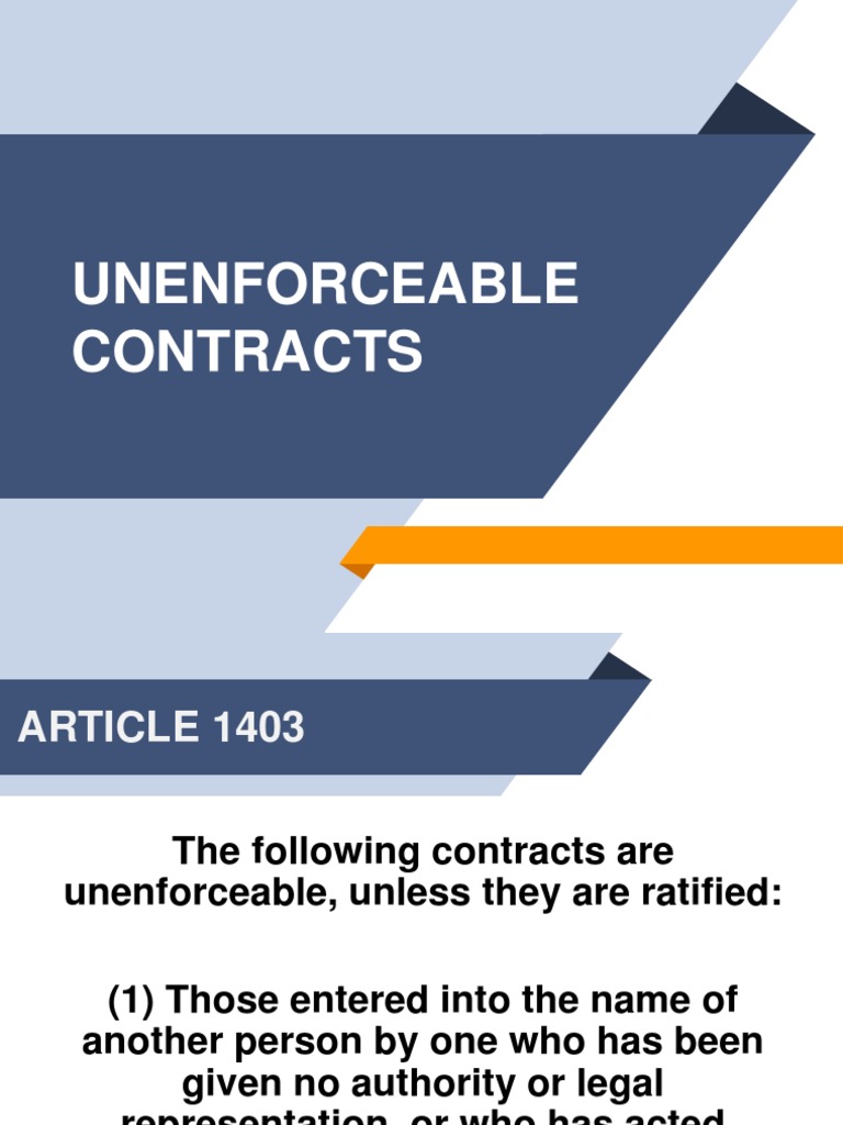 Unenforceable Contracts PDF Ratification Contract Law