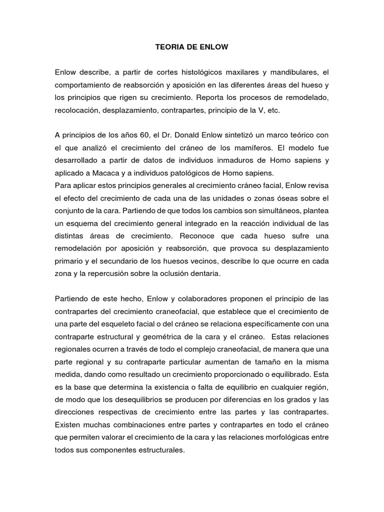 Teoría de Enlow en crecimiento craneofacial | PDF | Hueso | Cráneo