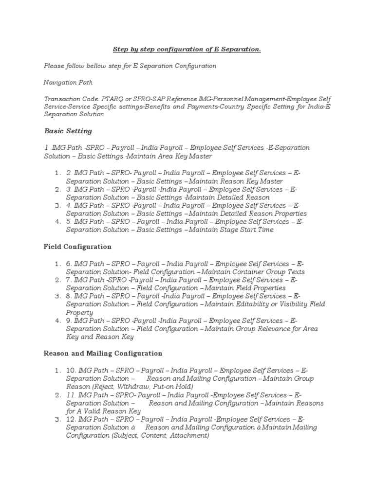 E-Separation Configuration Guide | PDF | Payroll | Areas Of Computer ...