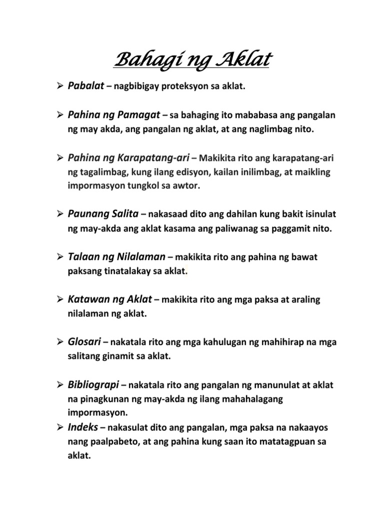 Saang Bahagi Ng Aklat Makikita Ang Mga Paksa At Nilalaman | angaklate