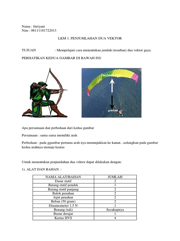 LKM 1 Penjumlahan Vektor | PDF | Metode & Bahan Ajar | Sains & Matematika