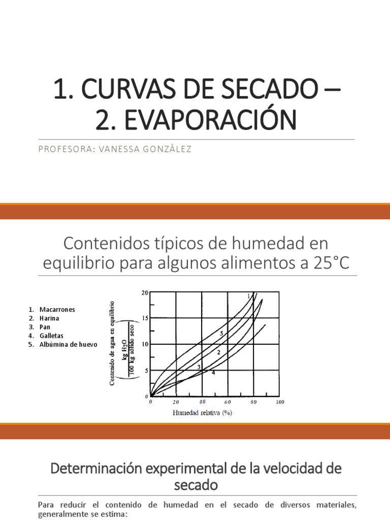 Curvas de Secado y Evaporación de Alimentos | PDF