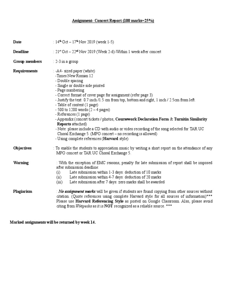 Concert Report Guidelines for Music Appreciation | PDF