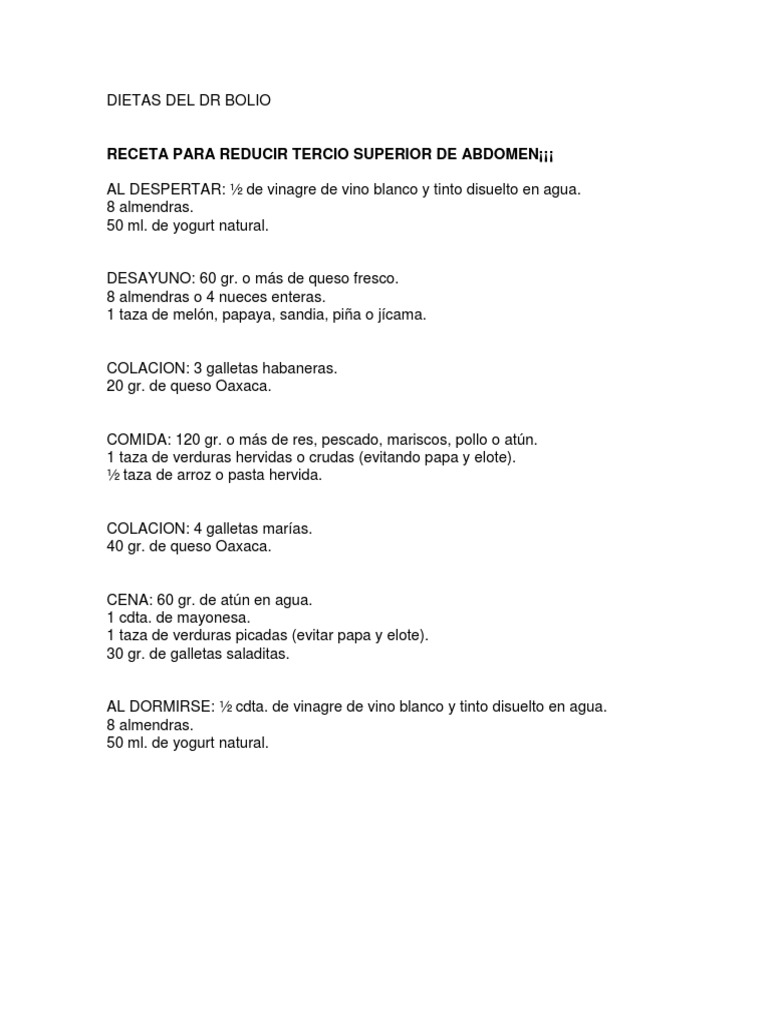 Dietas Del DR Bolio | PDF