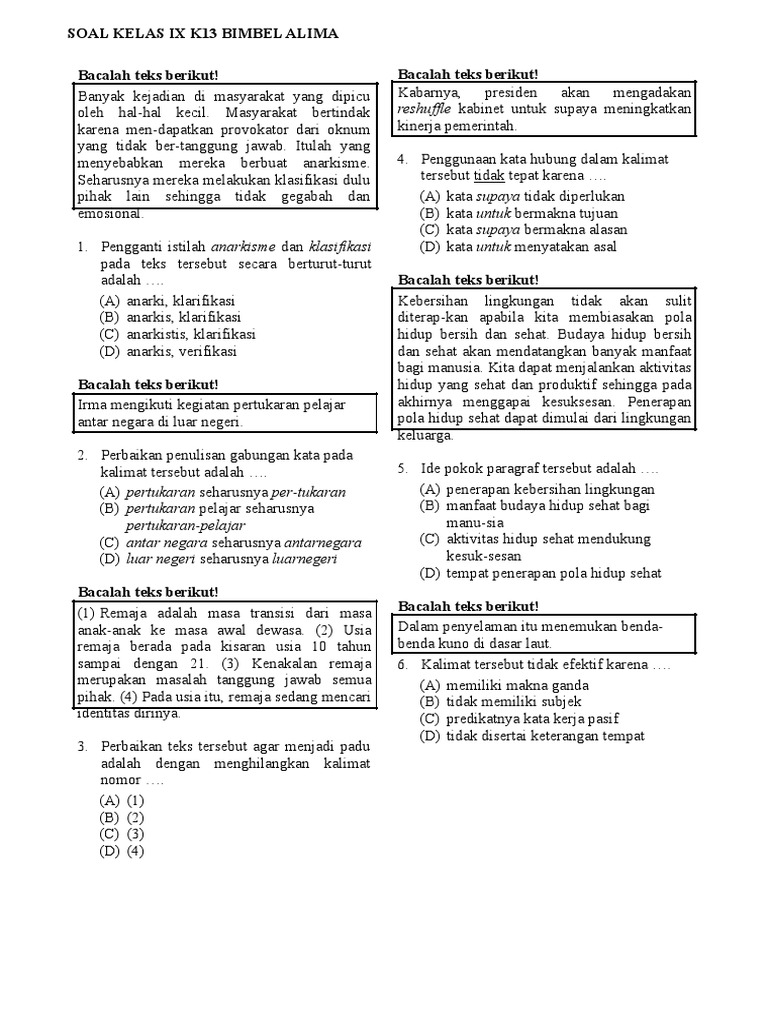Soal Kelas 9 Bahasa Indonesia | PDF