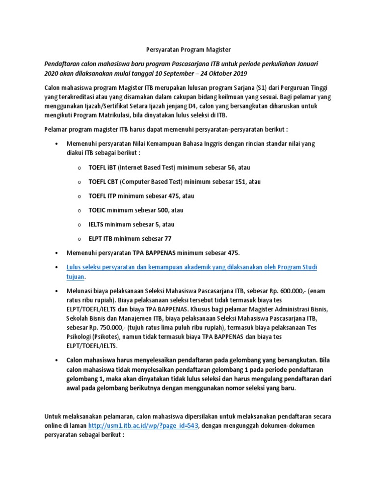 Persyaratan Program Magister | PDF