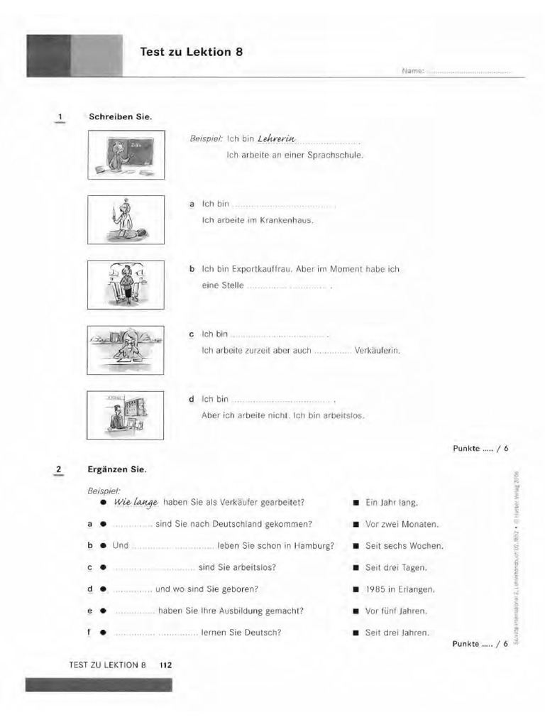 Schritte International 2 Test Zu Lektion 11