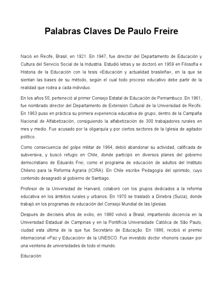 Palabras Clave Freire | PDF
