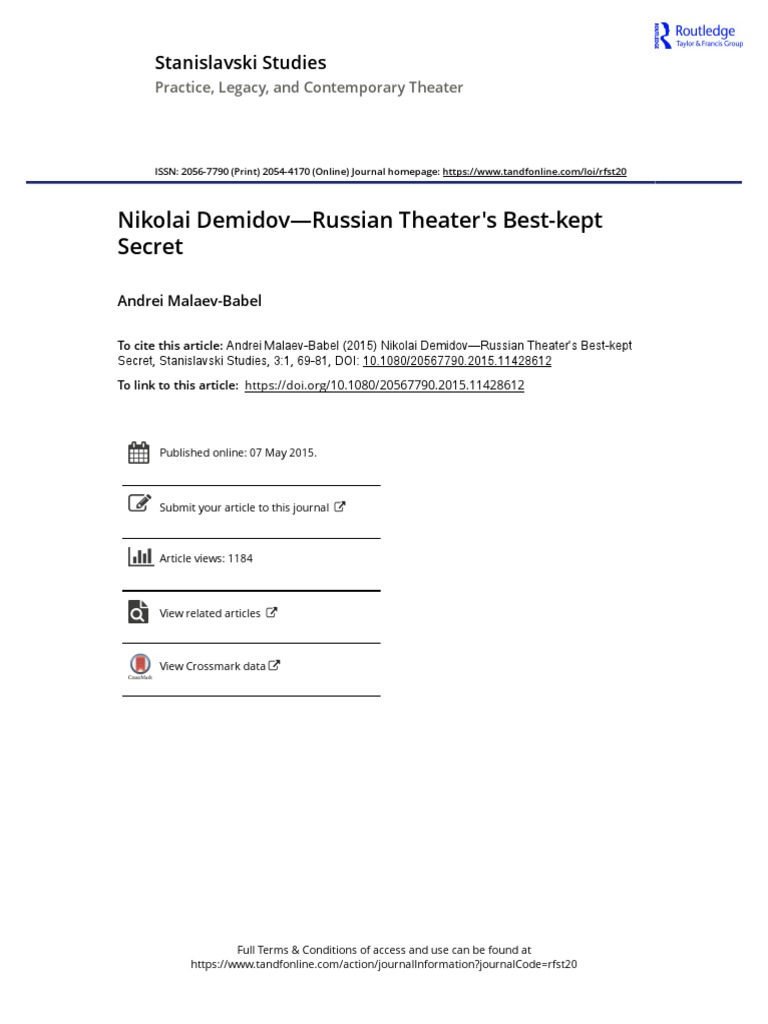 Nikolai Demidov Russian Theater S Best Kept Secret | PDF | Art