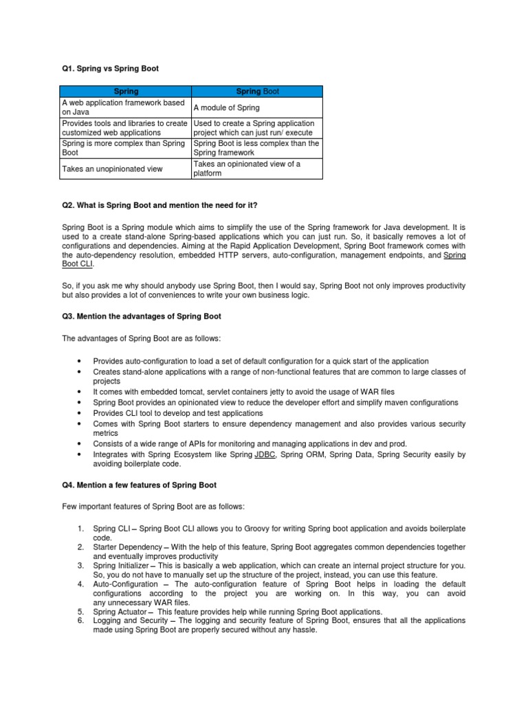 Spring Boot Questions | PDF