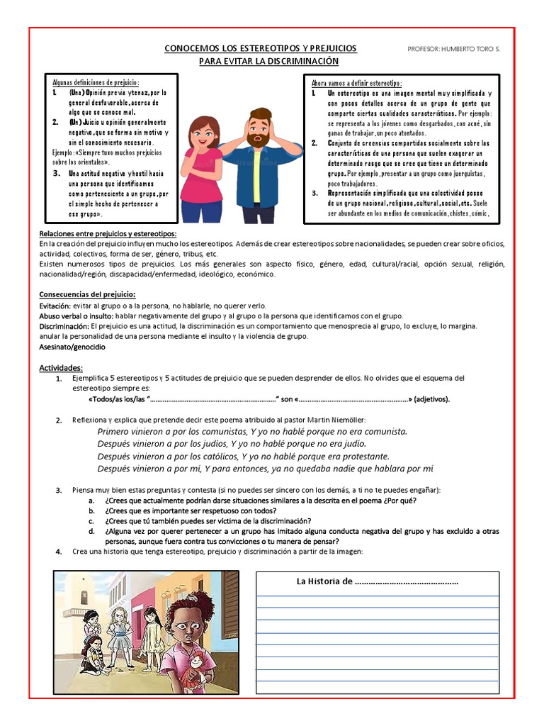 Actividades sobre Estereotipos y Prejuicios | PDF | Ciencias sociales