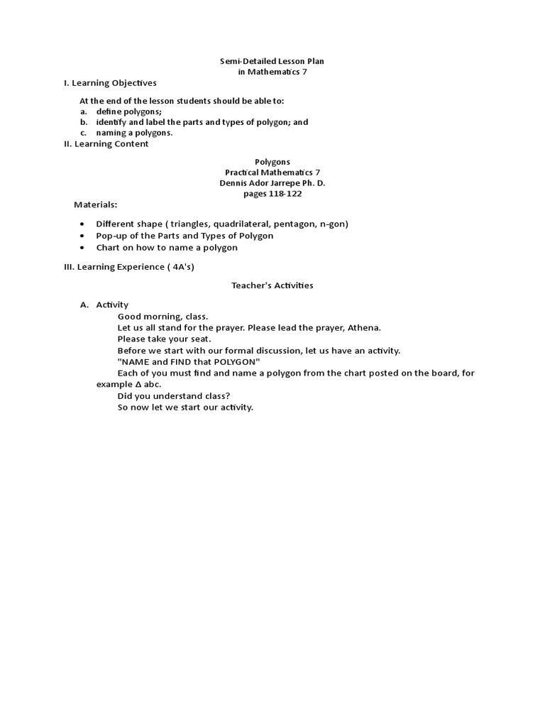 LessonPlan in Polygon | PDF
