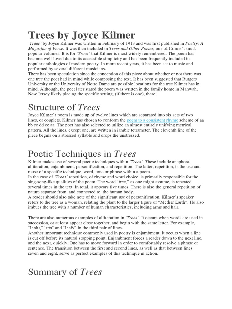 Trees by Joyce Kilmer PDF