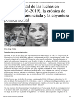 El Ciclo Estatal de Las Luchas en Bolivia (2006-2019), La Crónica de Una Muerte Anunciada y La Coyuntura Política Actual