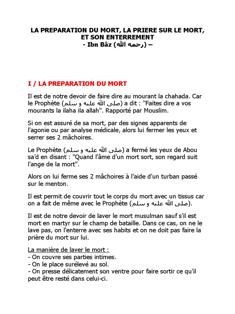 La Preparation Du Mort Ibn Baaz Pdf