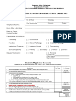Application For License To Operate A General Clinical Laboratory