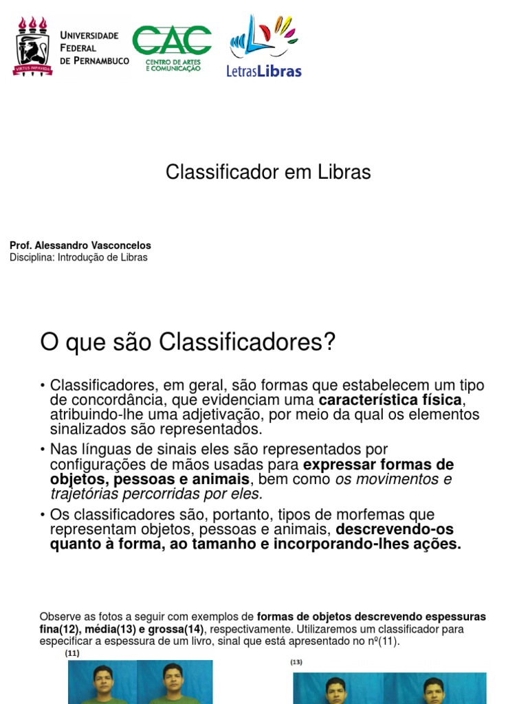 Classificadores na Libras: Funções e Tipos | PDF | Linguagem de sinais ...