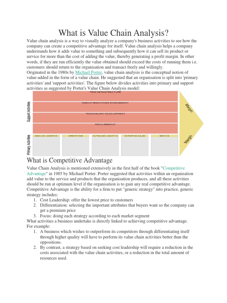 What Is Value Chain Analysis | PDF | Competitive Advantage | Value Chain