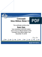 Concept2 09 Million Meter Club Certificate