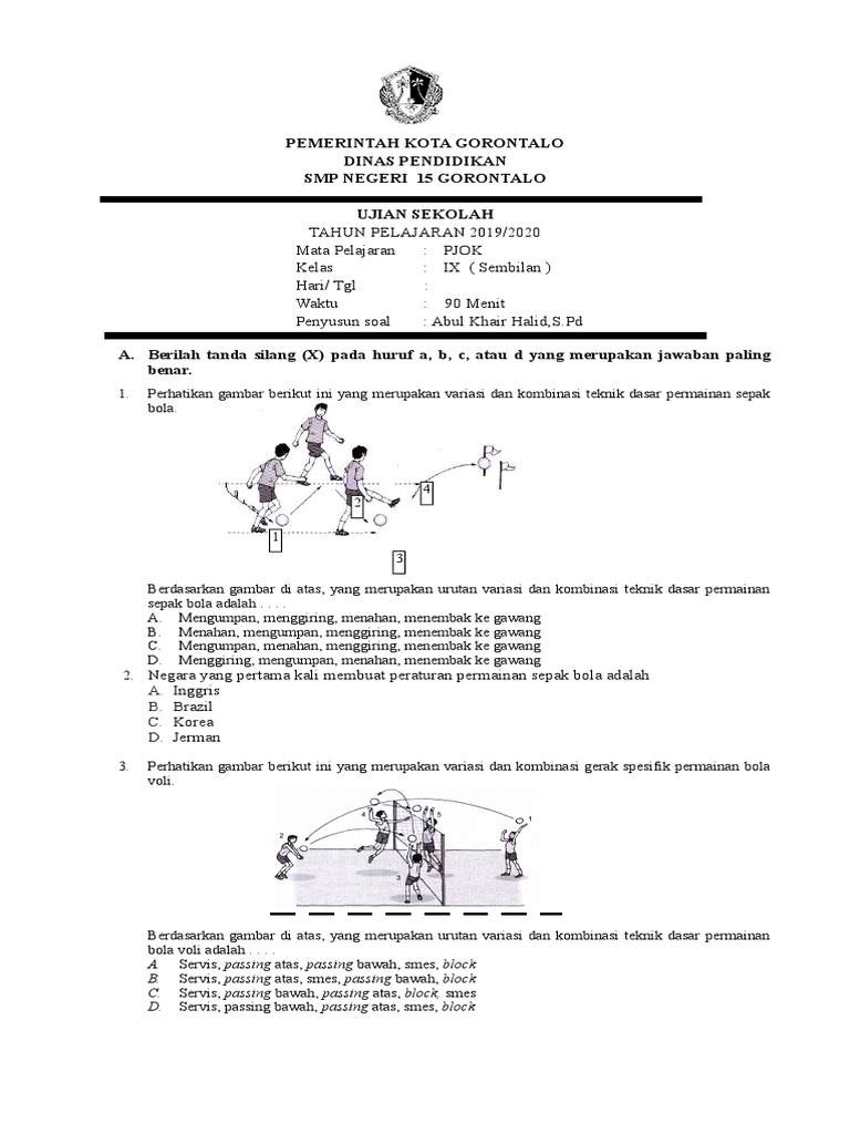 06 Soal Usbn Pjok Smp Tulis Ktsp2019 2020 Doc