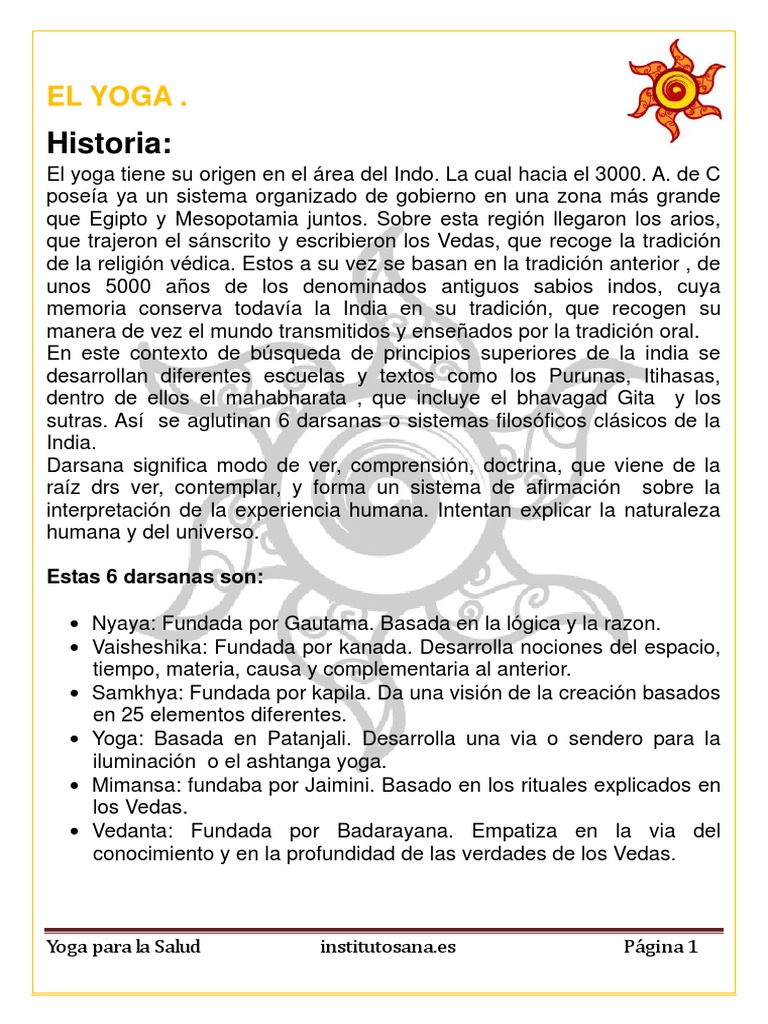 Origen Del Yoga Historia PDF Yoga Filosofía india