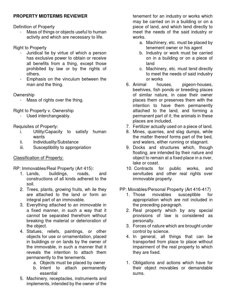 Property Law Midterms Overview | PDF | Concurrent Estate | Real Property