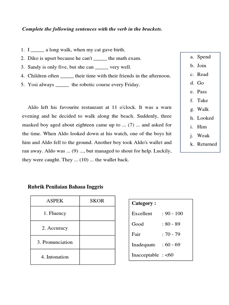 English Verb Completion Exercise | PDF