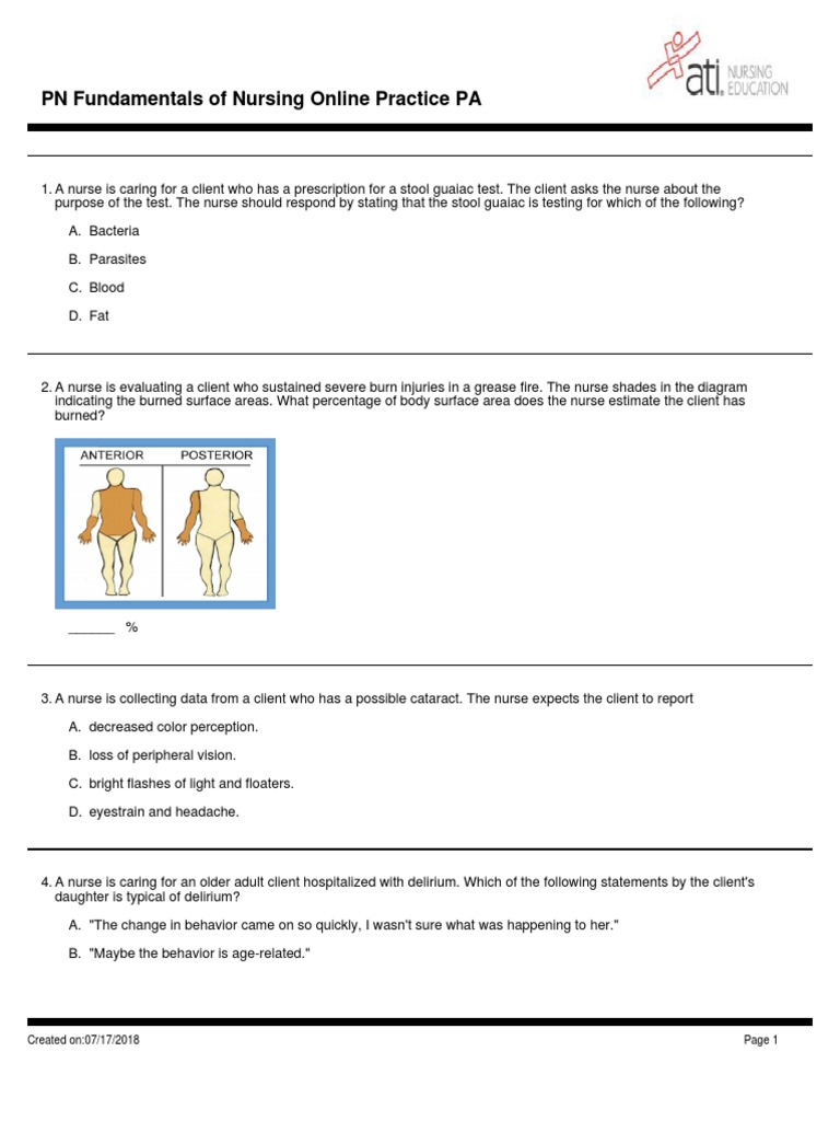 PN Fundamentals of Nursing Online Practice PA PDF