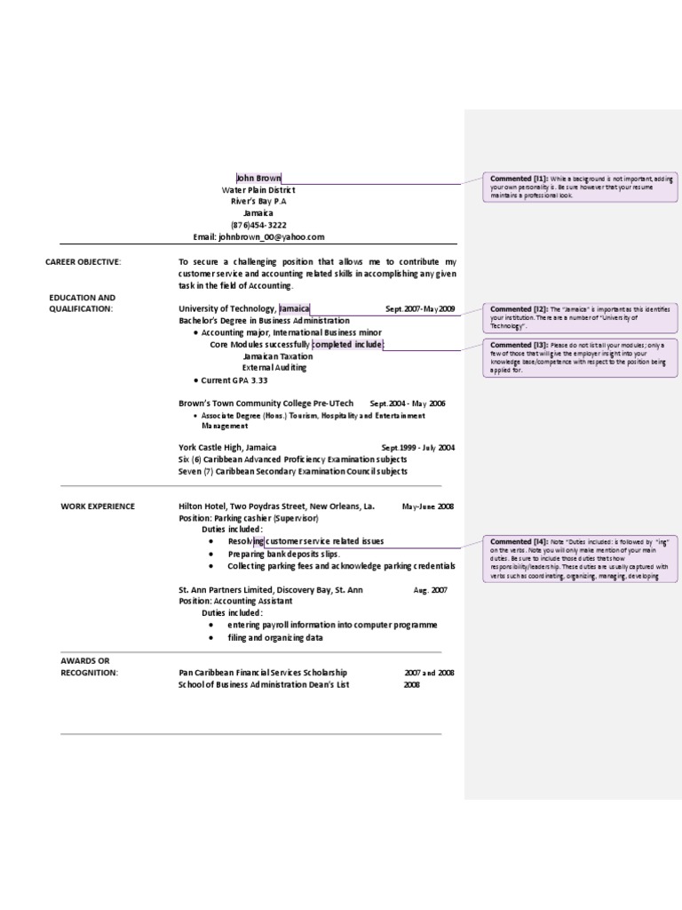 John Doe Resume Template PDF Jamaica Mentorship
