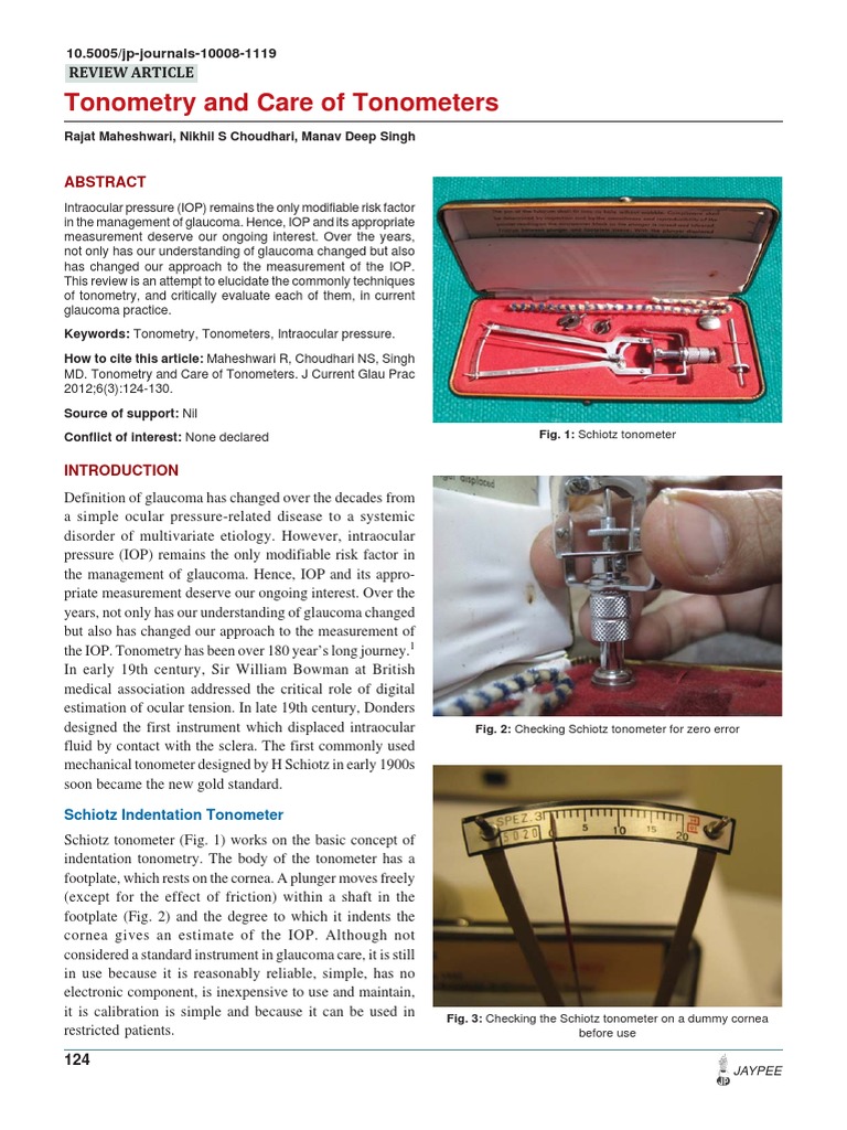 Tonometry Guide Measuring Intraocular Pressure Pdf Glaucoma