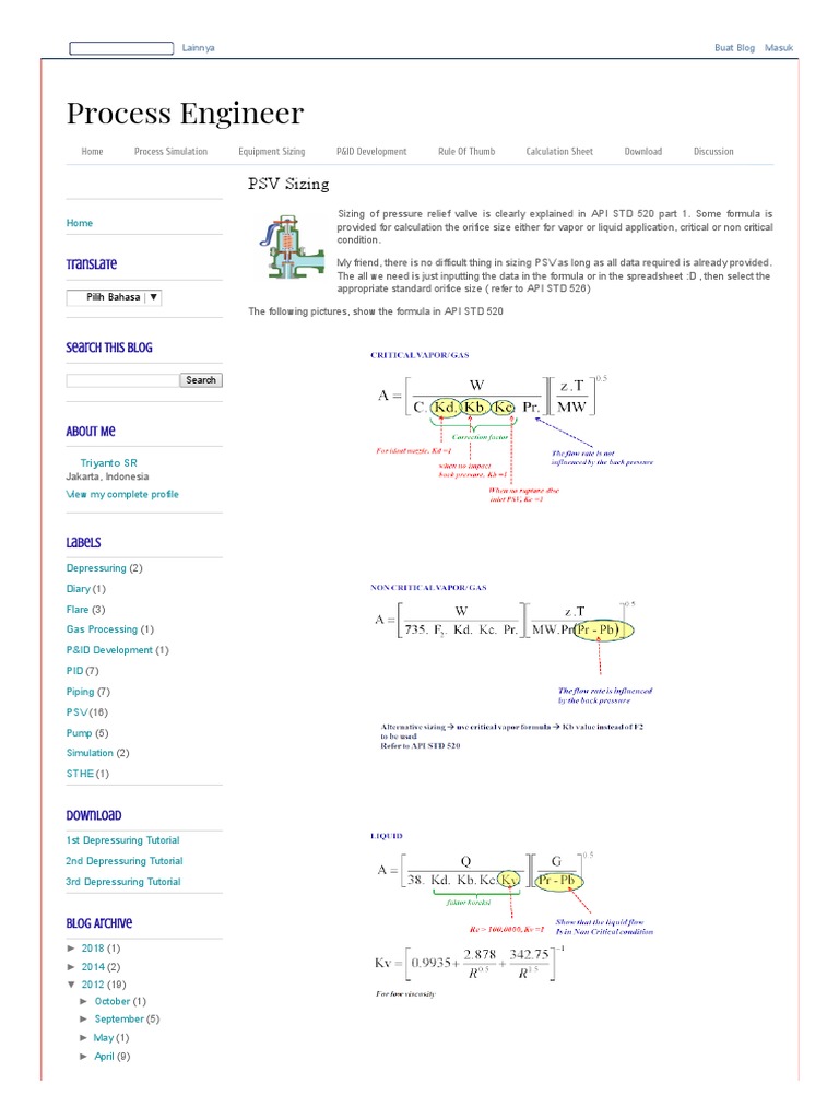 PSV Sizing and Calculation Guide | PDF