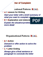 Organizational Pattern: R E A L: Letter of Complaint