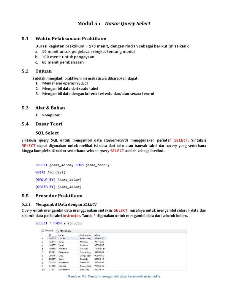 Dasar Query SQL: Penggunaan SELECT | PDF | Komputer