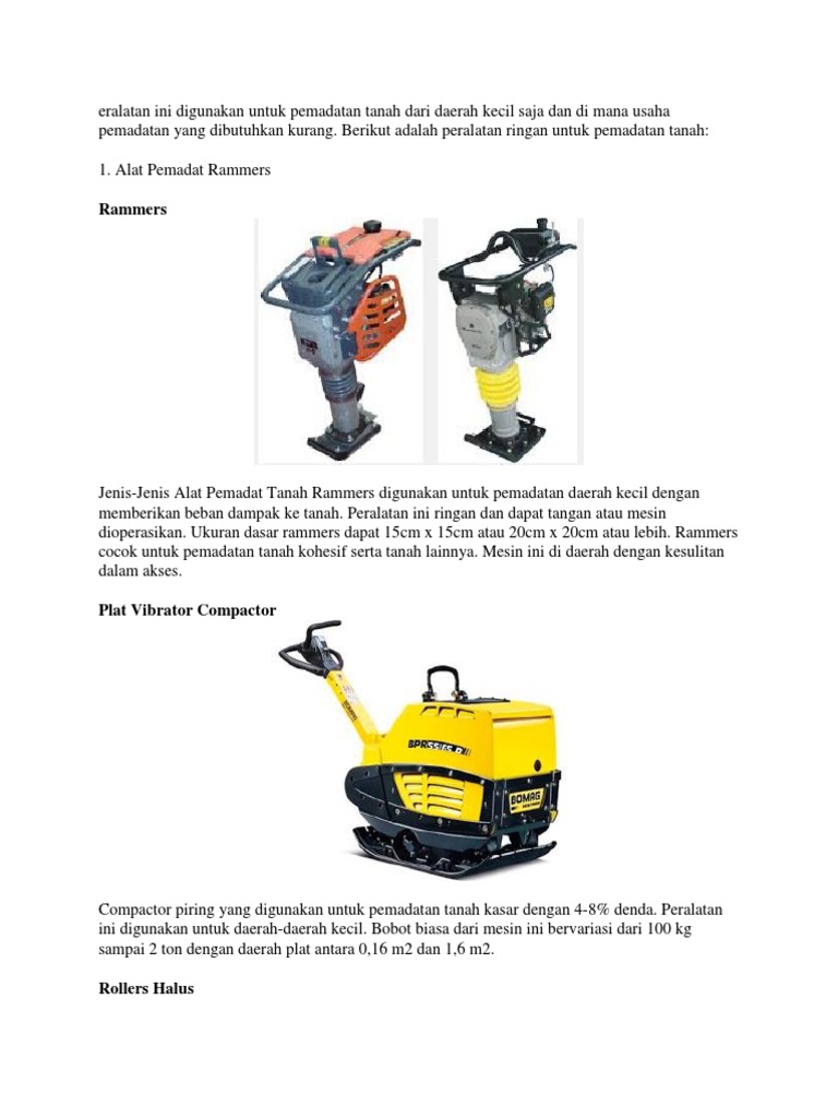 Alat Pemadat Tanah: Rammers dan Compactor | PDF | Griya & Taman