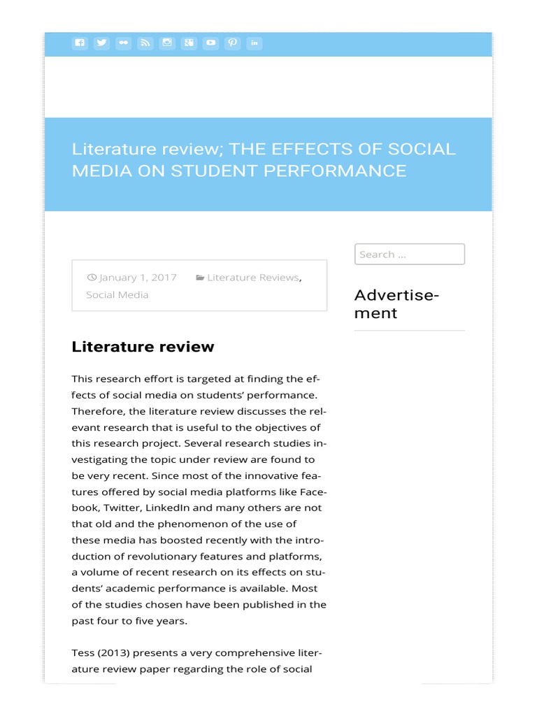 Literature Review The Effects of Social | PDF | Wellness | Science ...