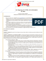 FONDO de ESTABILIZACION Bolivia - Decreto Supremo #27302, 23 de Diciembre de 2003