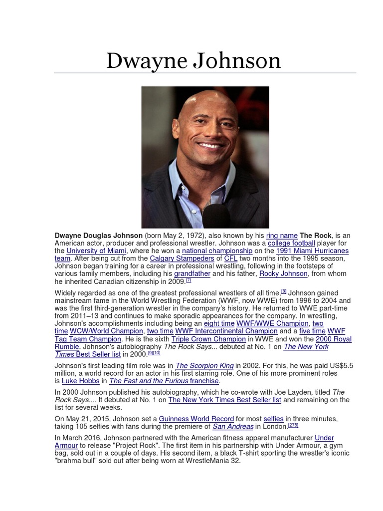 Autobiography Of Dwayne Johnson