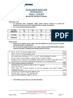 2014 - Matematica - Concursul 'Evaluare in Educatie' (Etapa 1) - Clasa A VII-a - Barem