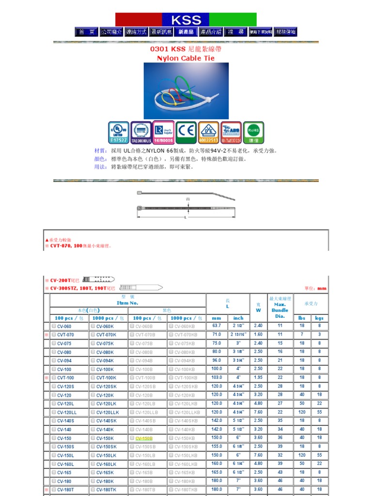 0301 KSS 尼龍紮線帶 Nylon Cable Tie | PDF