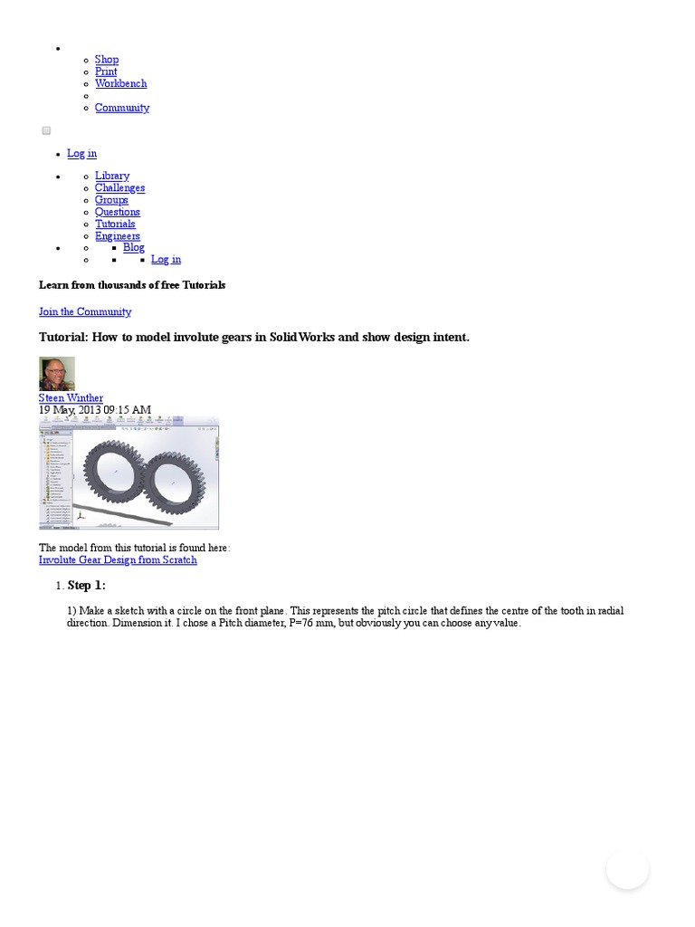Tutorial - How To Model Involute Gears in SolidWorks and Show Design ...
