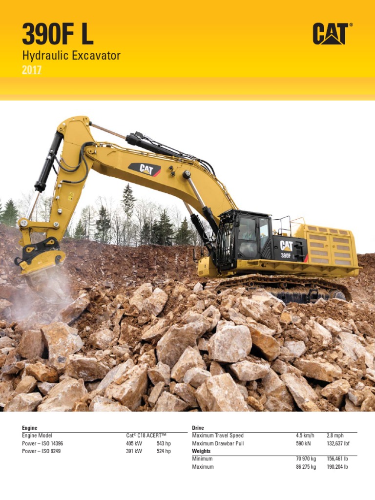 Caterpillar 390F L Hydraulic Excavator (2017) | PDF