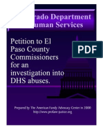 Petition to El Paso County Commissioners for an Investigation into DHS Abuses