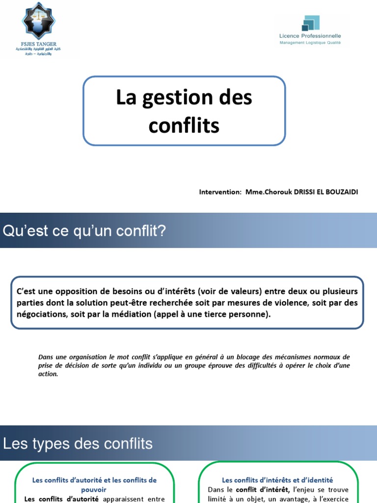 Gestion des Conflits en Entreprise | PDF