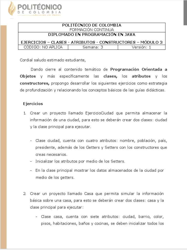 Ejercicios Java: Clases y Constructores | PDF