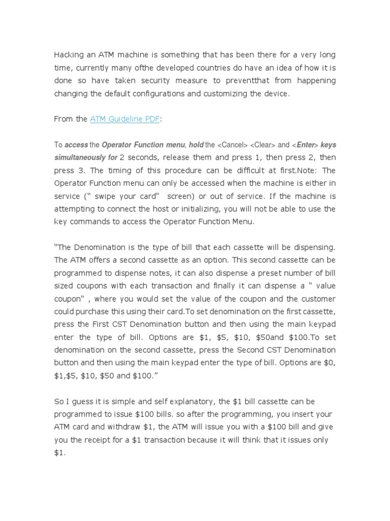 Hacking An Atm Machine Is Something That Has Been There For A Very Long