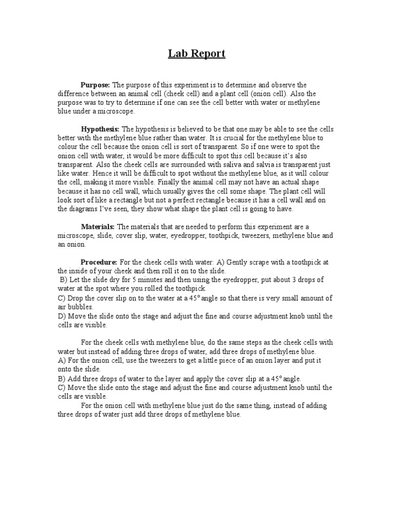 Lab Report for Cheek Cells