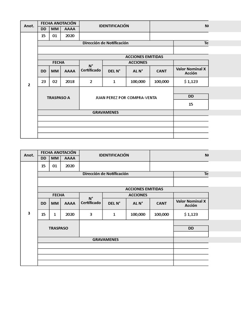 Modelo de libro registro de accionistas sas pdf
