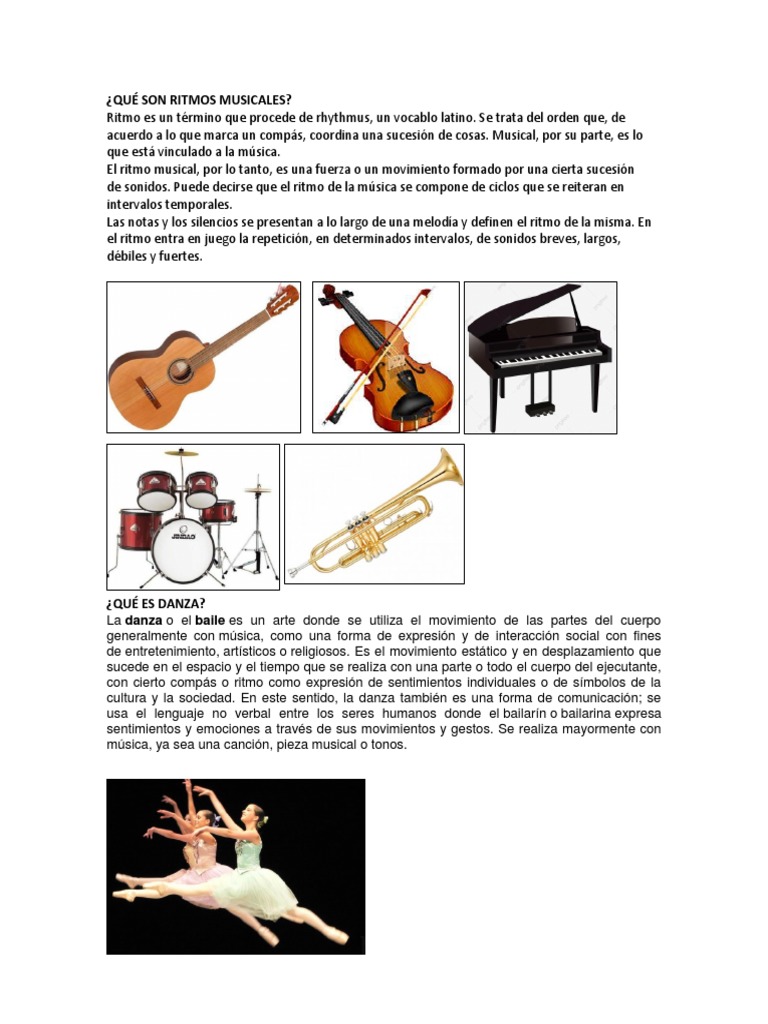 Definición y Ejemplos de Ritmos Musicales | PDF | Bailes | Ritmo