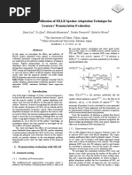 Analysis and Utilization of MLLR Speaker Adaptation Technique For Learners' Pronunciation Evaluation